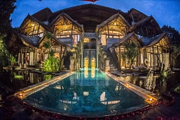 Exterior night view of private pool villa at Avalon in Ubud 