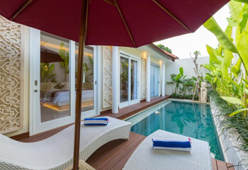 Private pool and lounge chair at Sithala Villas in Seminyak