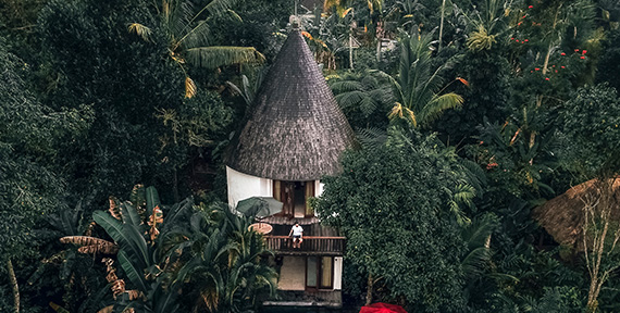 Conical building in Bali jungle