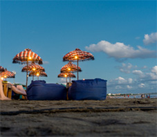 Balinese umbrellas on beach