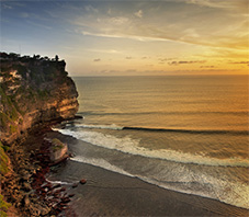 Sunset cliff view over ocean