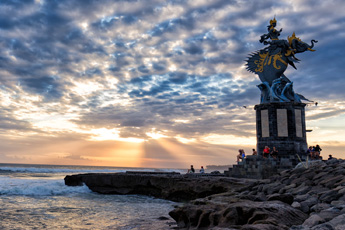 Sea temple at sunset in Canggu