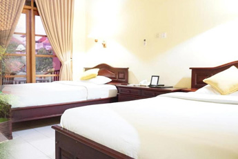 Spacious hotel room with elegant interior
