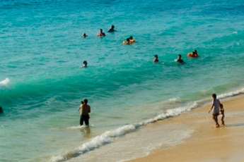 People enjoying on Perancak Beach
