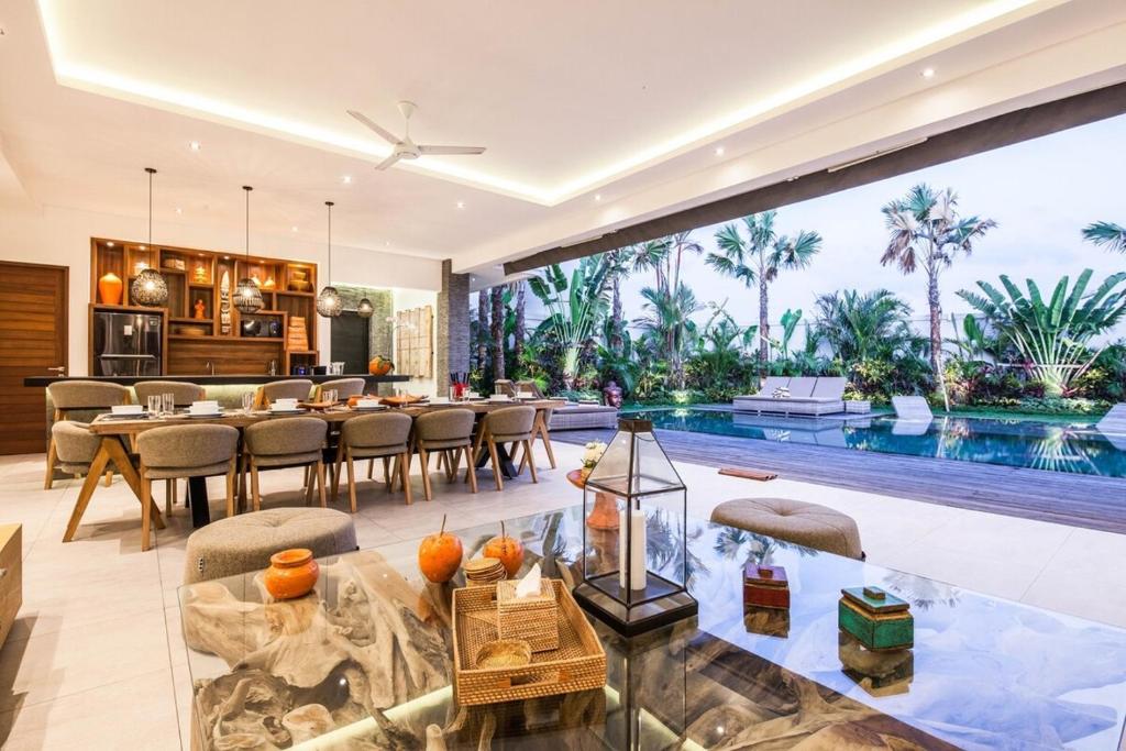 dining pool view paradise villa