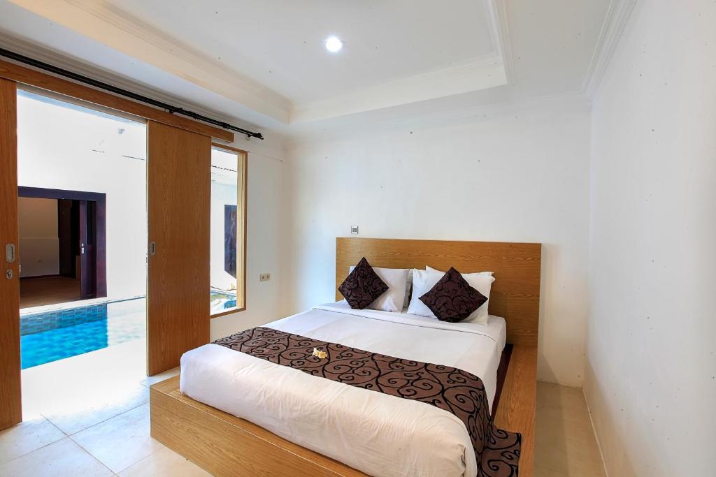 lavender villa bedroom pool view