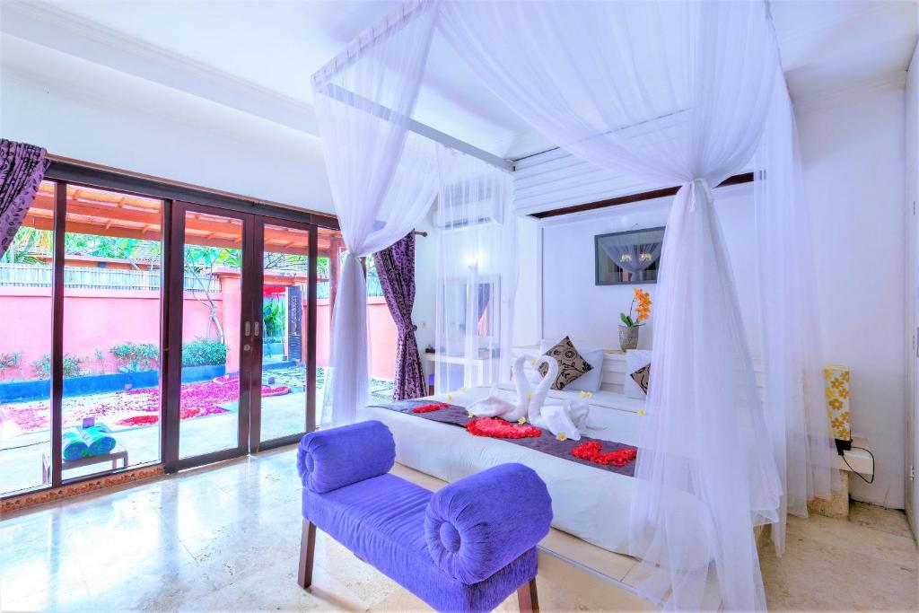 lavender villa poolside bedroom